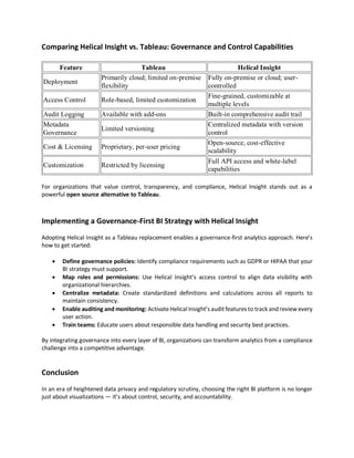 Data Governance and Compliance Choosing a Tableau Replacement with ...