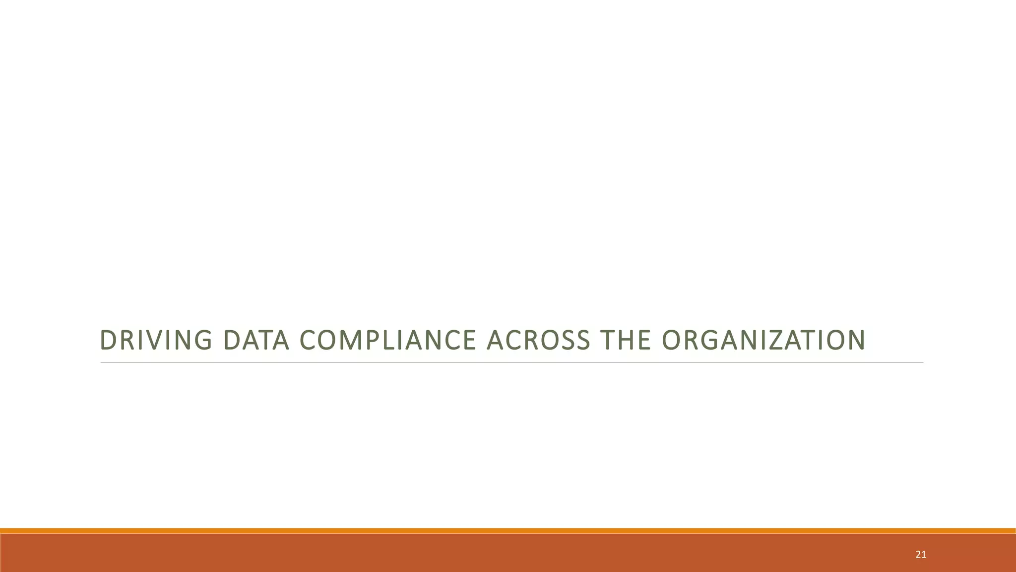 DRIVING DATA COMPLIANCE ACROSS THE ORGANIZATION
21
 