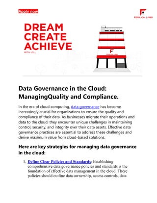 Data Governance in the Cloud: Managing Quality and Compliance | PDF