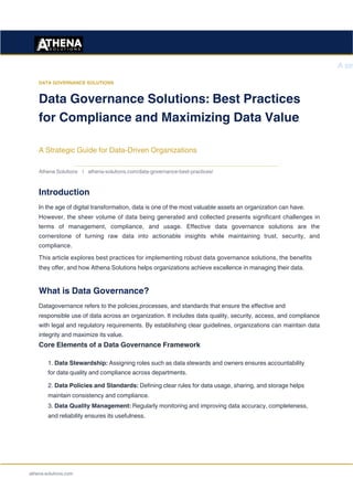 Data Governance Solutions: Best Practices for Compliance | PDF