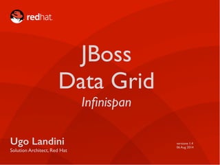 JBoss 
Data Grid 
Infinispan 
Ugo Landini 
Solution Architect, Red Hat 
versione 1.4 
06 Aug 2014 
 