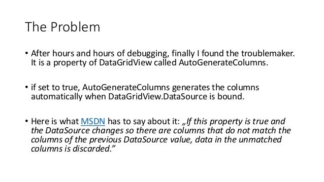 DataGridView and Importance of AutoGenerateColumns property in WinForms