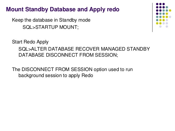 v$standby_log & Architecture Setup Guard Data