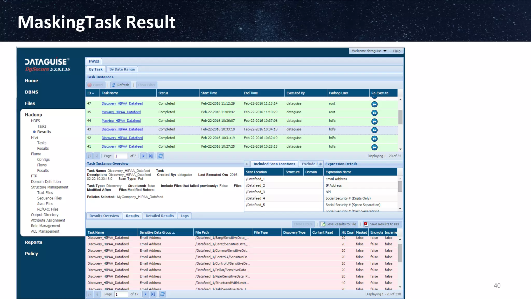 MaskingTask	
  Result
©2015	
  Contains	
  conﬁden3al	
  and	
  proprietary	
  informa3on	
  
and	
  may	
  not	
  be	
  disclosed	
  by	
  the	
  recipient	
  to	
  any	
  third	
  
party.	
  
40	
  
 