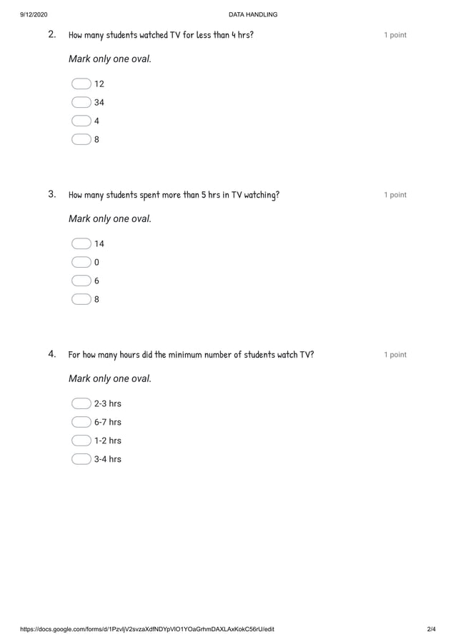 Data handling - WORKSHEET | PDF