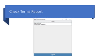 Check Terms Report
 