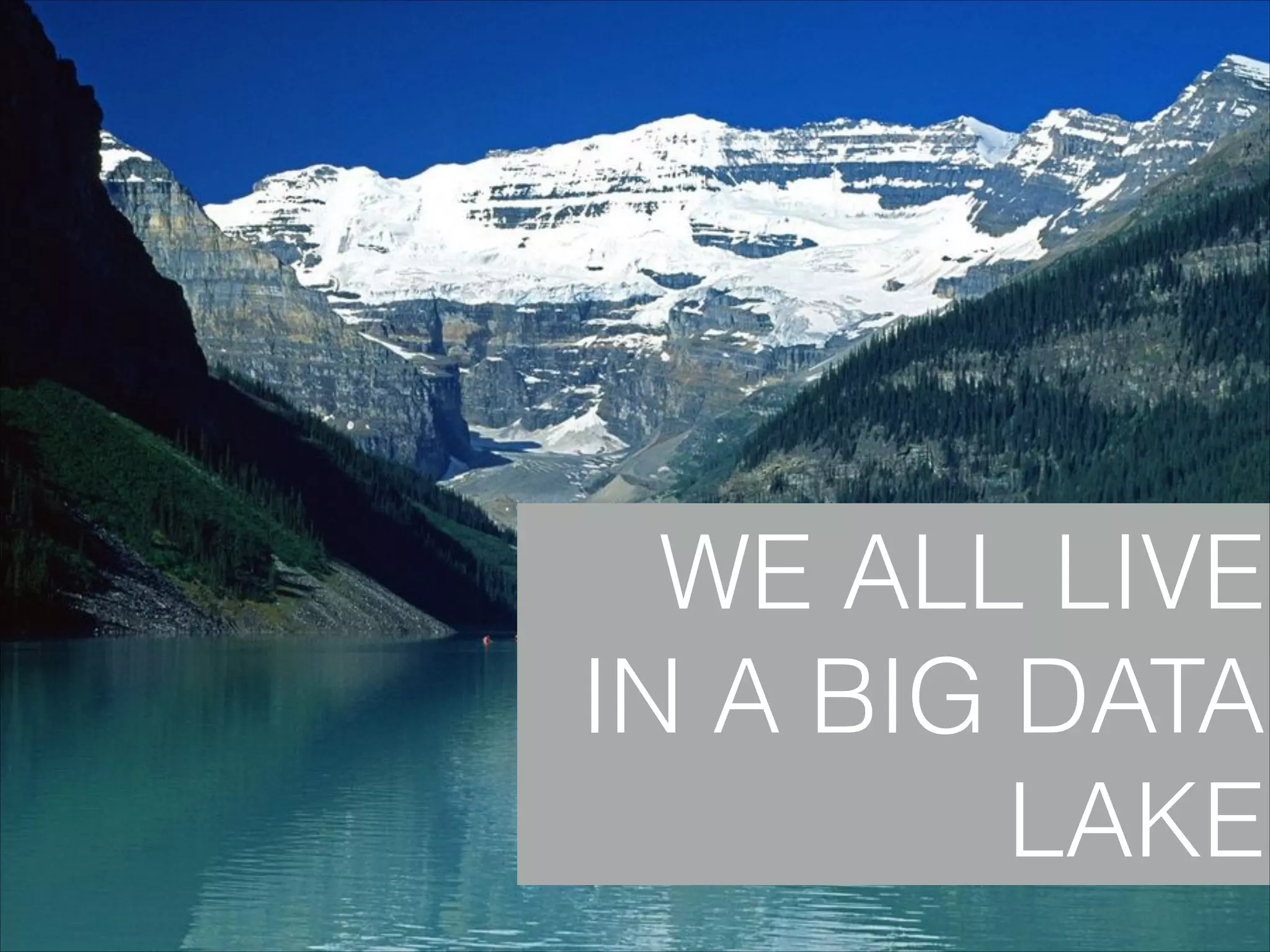 WE ALL LIVE
IN A BIG DATA
LAKE