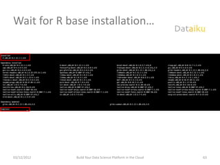 Wait for R base installation…




03/12/2012   Build Your Data Science Platform in the Cloud   63
 