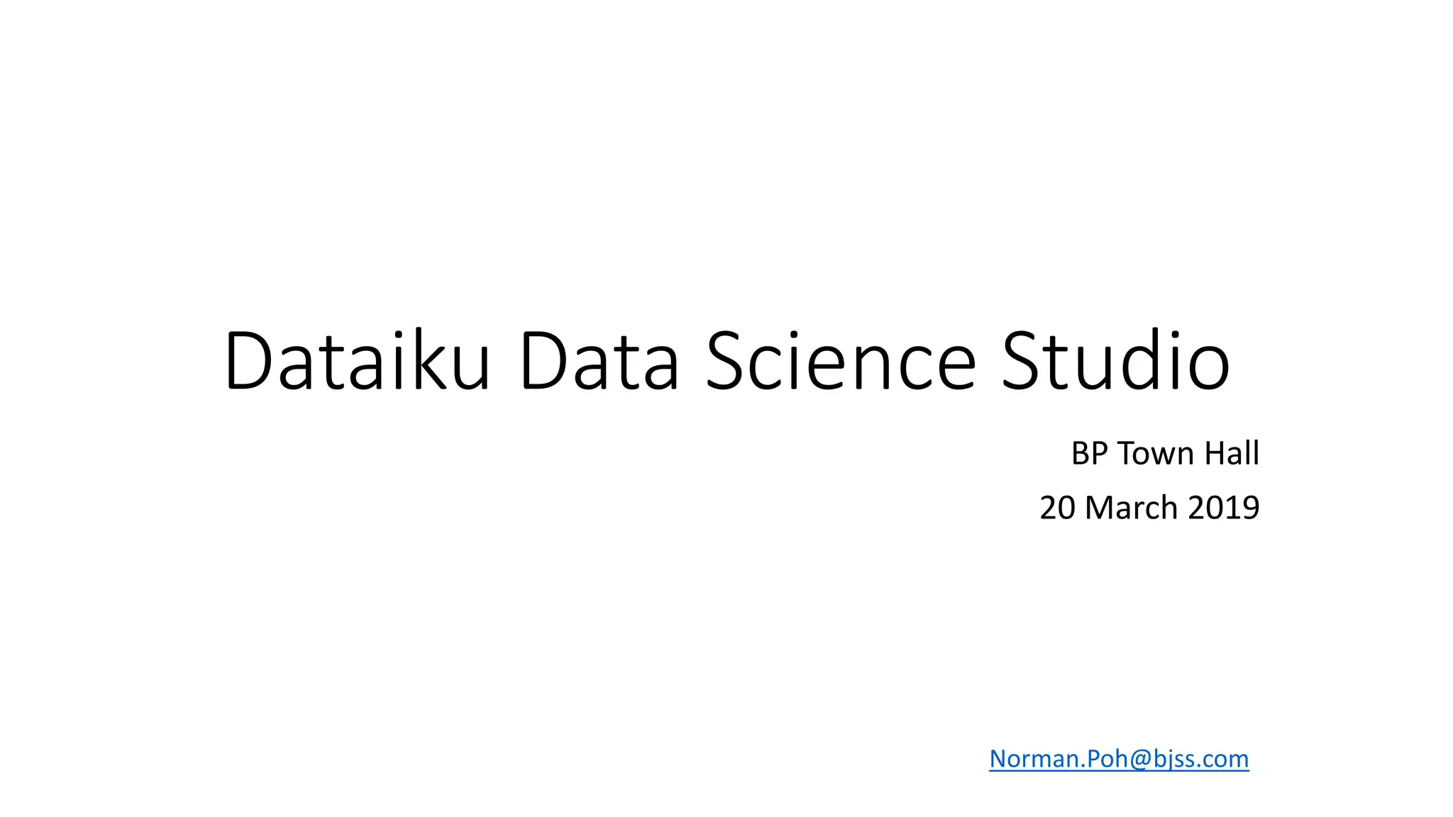 Dataiku data science studio | PPT