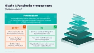 ©2022 DATAIKU, INC
Mistake 1: Pursuing the wrong use cases
What is the solution?
Select use cases that will
demonstrate ne...