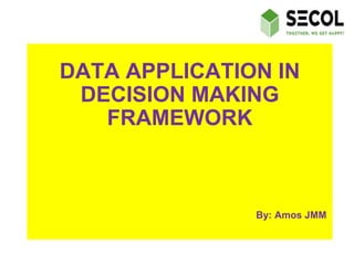 DATA APPLICATION IN
DECISION MAKING
FRAMEWORK
By: Amos JMM
 