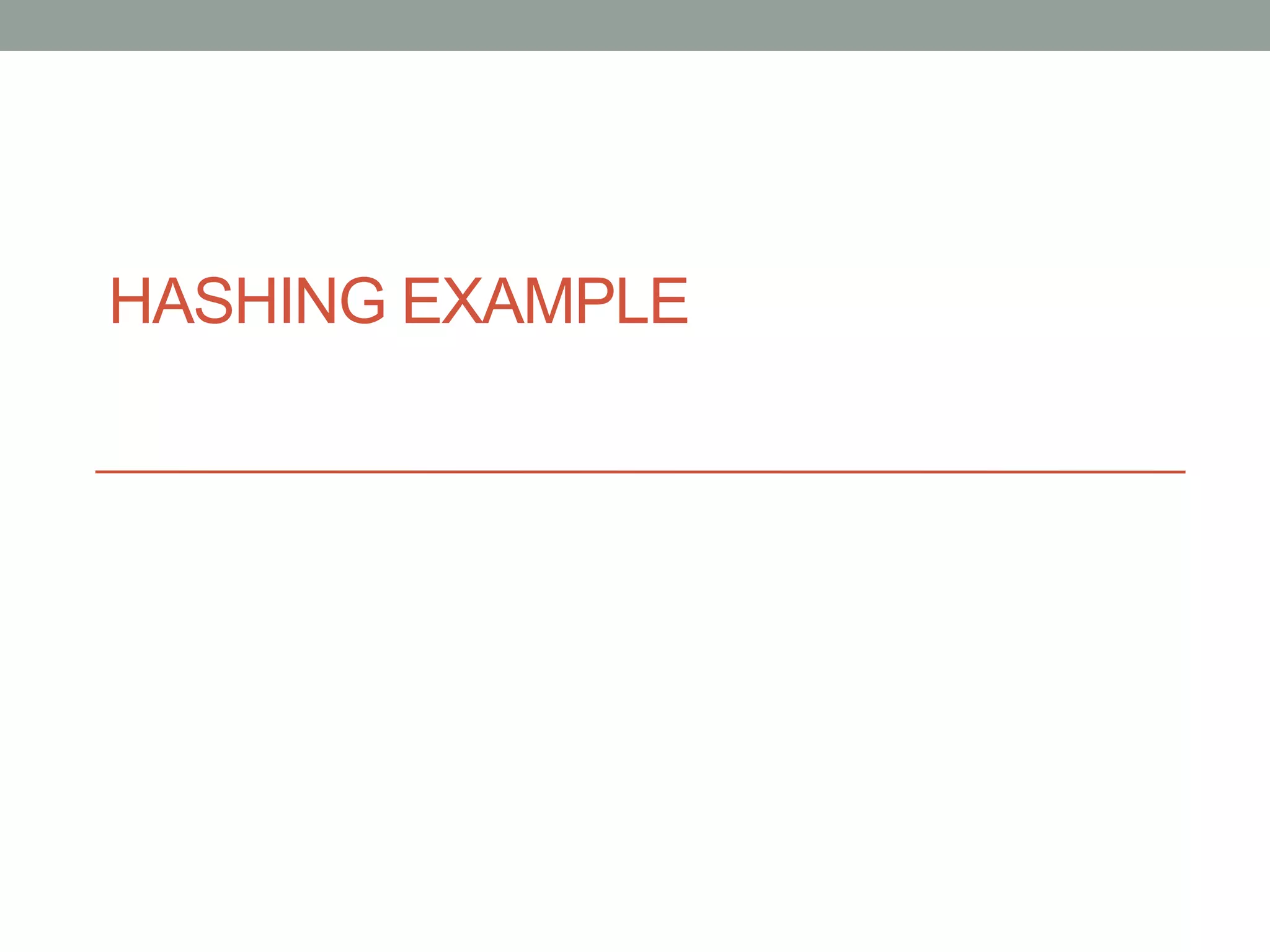 HASHING EXAMPLE
 