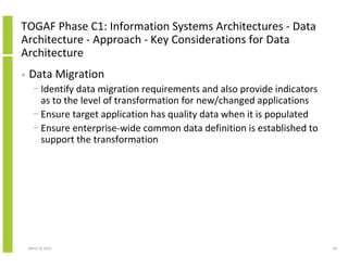 TOGAF Phase C1: Information Systems Architectures - Data
Architecture - Approach - Key Considerations for Data
Architectur...