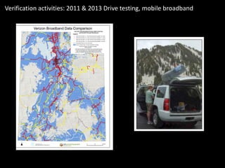 Verification activities: 2011 & 2013 Drive testing, mobile broadband
 