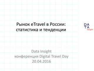 D
insight
AT
A
Рынок eTravel в России:
статистика и тенденции
Data Insight
конференция TravelHub
25.05.2016
 