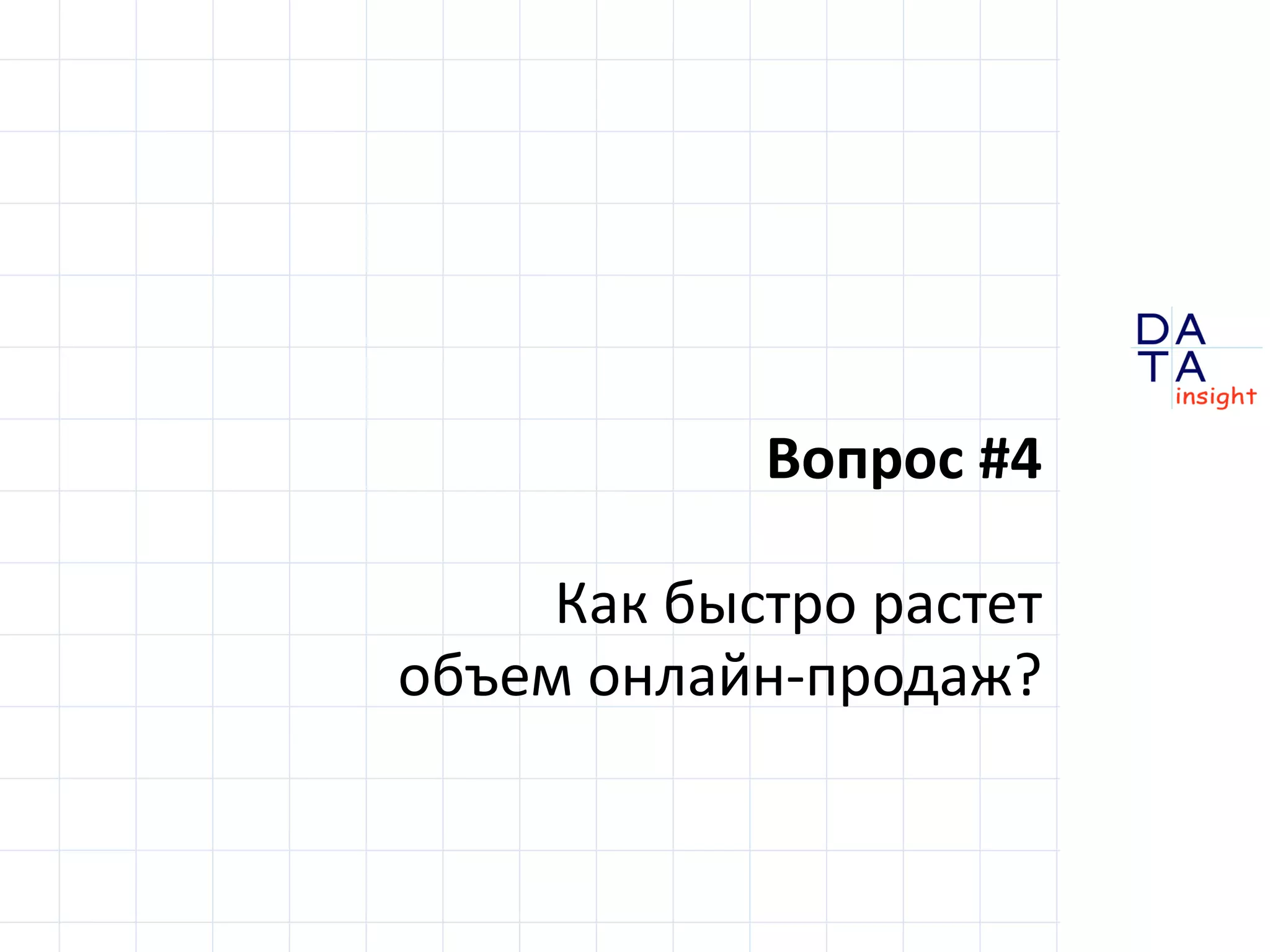 D 
insight 
T A 
A 
Вопрос #4 
Как быстро растет 
объем онлайн-продаж? 
 