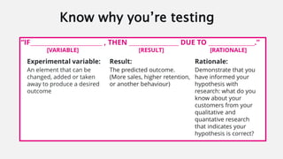 Know why you’re testing
 