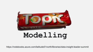 Modelling
https://notebooks.azure.com/latitude51north/libraries/data-insight-leader-summit
 