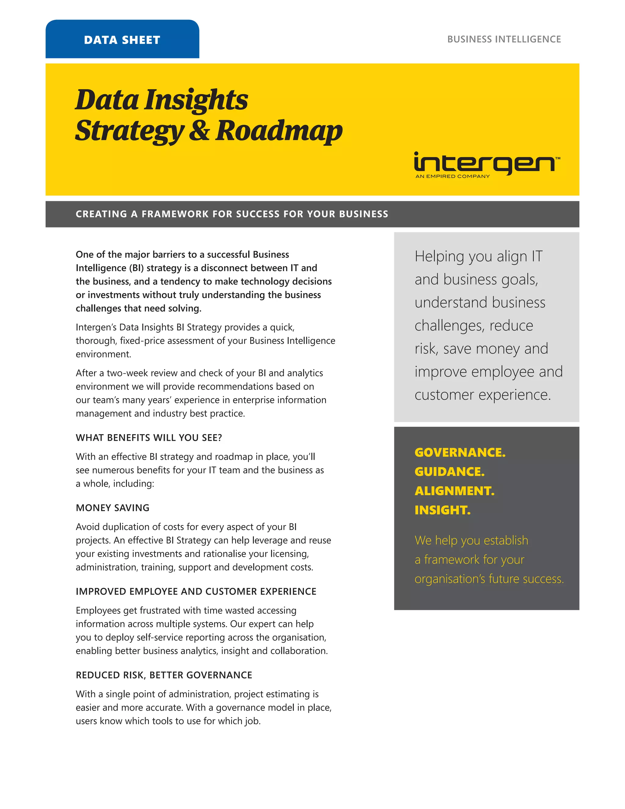Data Insights Strategy and Roadmap | PDF