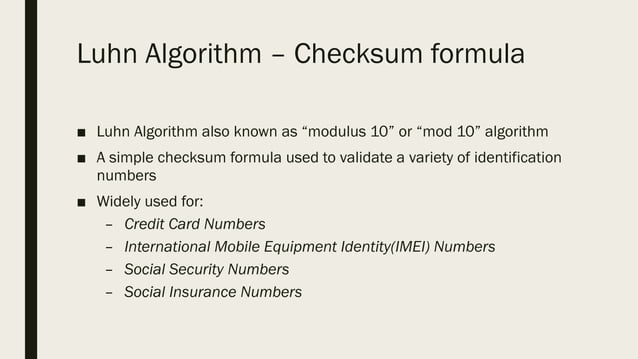 Data Integrity Checks & Lunh Algorithm | PDF