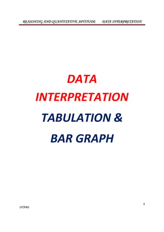 REASONING AND QUANTITATIVE APTITUDE DATA INTERPRETATION 
1 
SITAMS 
DATA 
INTERPRETATION 
TABULATION & 
BAR GRAPH 
 