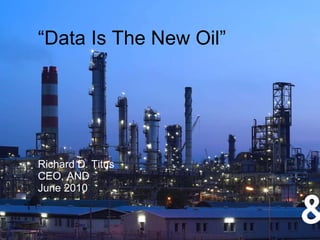 “ Data Is The New Oil” Richard D. Titus CEO, AND June 2010 http://www.albca.com/aclis/images/albanian_pictures/oilrefinery.jpg 