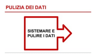 PULIZIA DEI DATI 
SISTEMARE E 
PULIRE I DATI 
 
