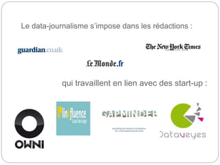 Le data-journalisme s’impose dans les rédactions :
qui travaillent en lien avec des start-up :
 