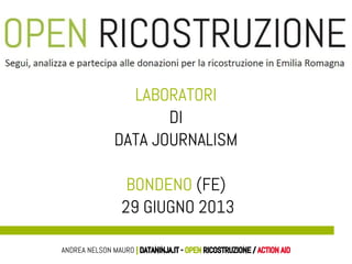 LABORATORI
DI
DATA JOURNALISM
BONDENO (FE)
29 GIUGNO 2013
ANDREA NELSON MAURO | DATANINJA.IT - OPEN RICOSTRUZIONE / ACTION AID
 