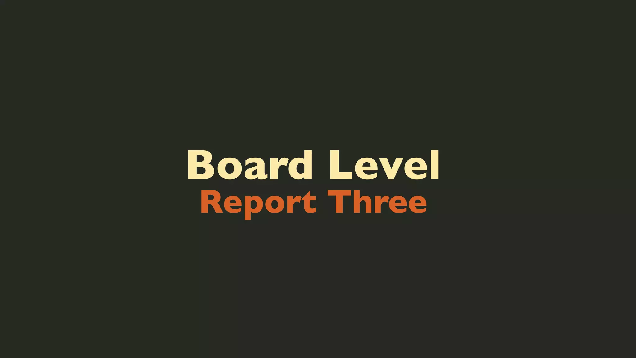 Board Level
Report Three

 