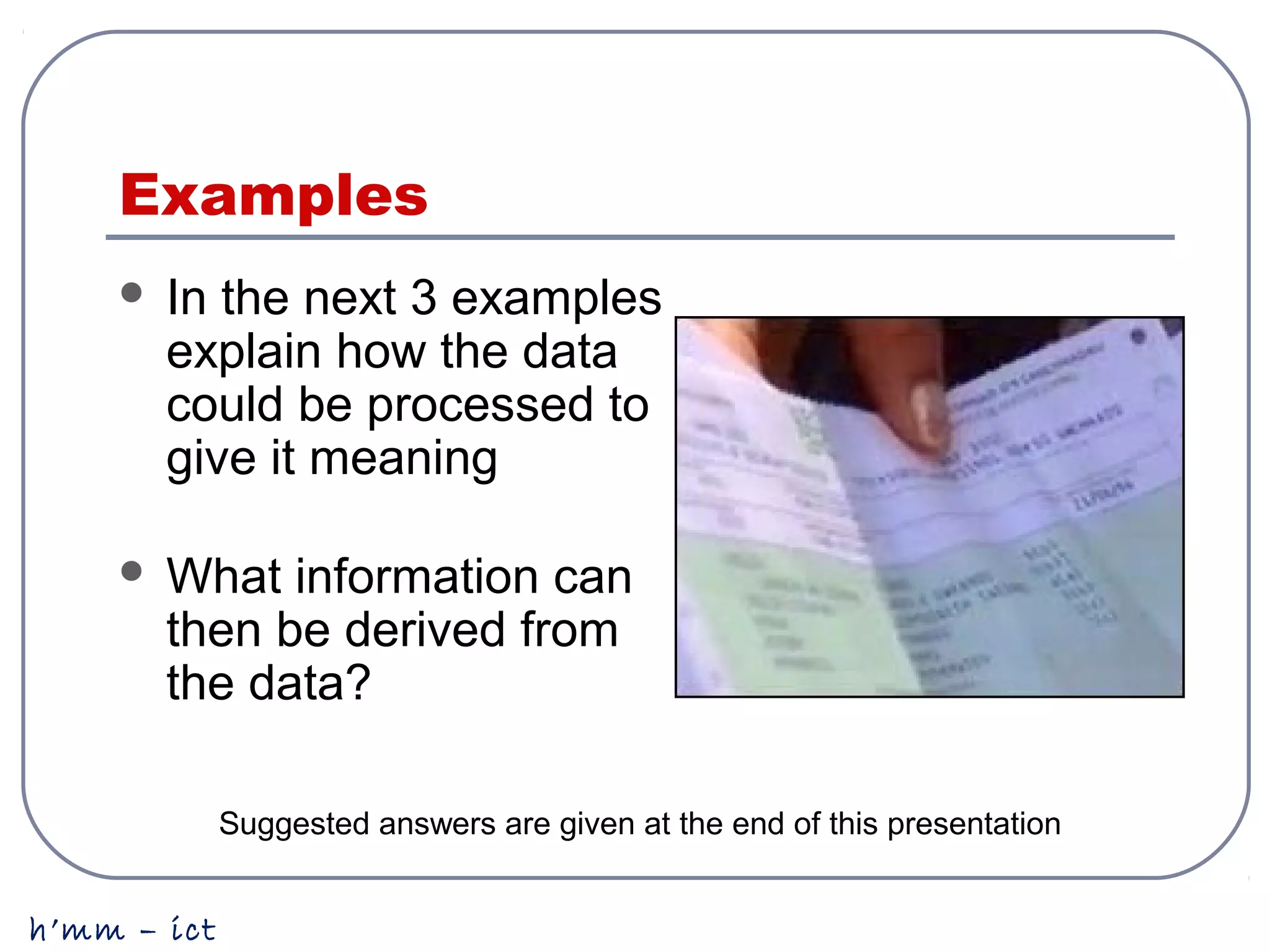 Data, knowledge and information | PPT