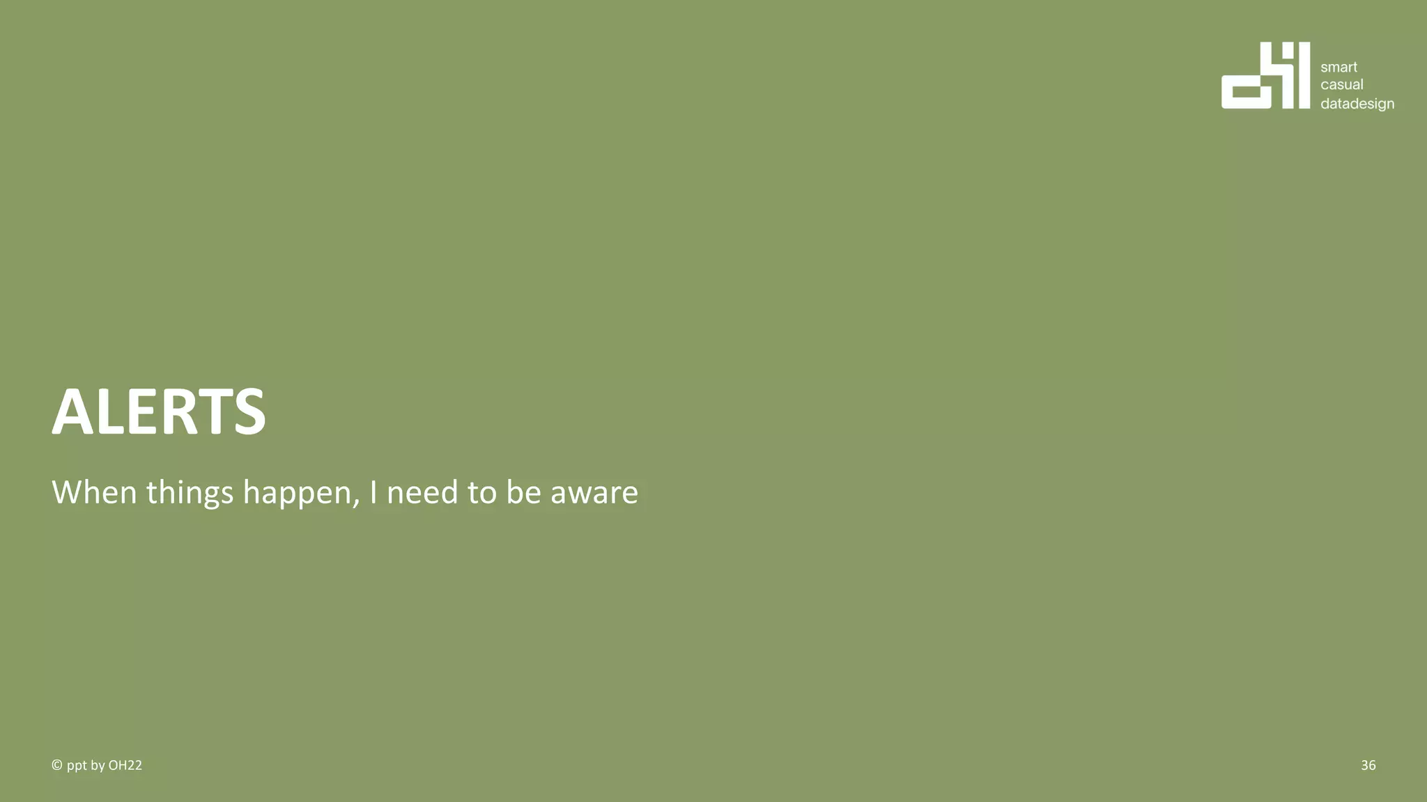 ALERTS
When things happen, I need to be aware
36© ppt by OH22
 