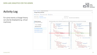 + For some events a change history
can also be displayed (e.g. virtual
machines)
20
DATA LAKE ANALYTICS FOR THE ADMIN
Activity Log
© ppt by OH22
For some events a change history
can also be displayed (e.g. virtual
machines)
 