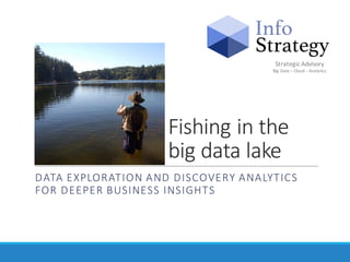 Strategic  Advisory
Big  Data  – Cloud   -­‐ Analytics
Info
Strategy
Fishing  in  the  
big  data  lake
DATA  EXPLORATION  AND  DISCOVERY  ANALYTICS  
FOR  DEEPER  BUSINESS  INSIGHTS
 