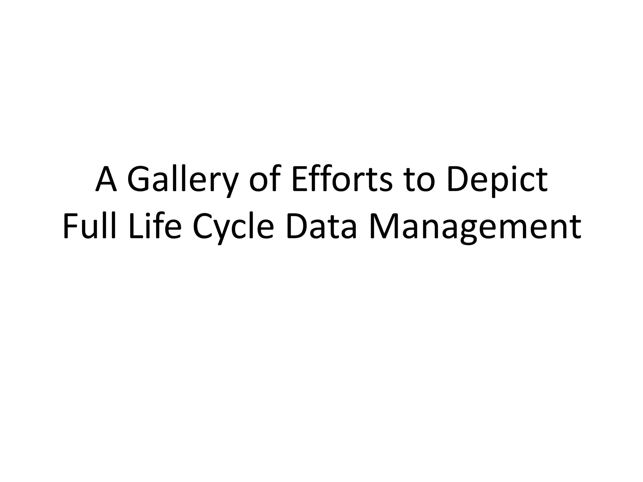 A Gallery of Efforts to Depict
Full Life Cycle Data Management
 