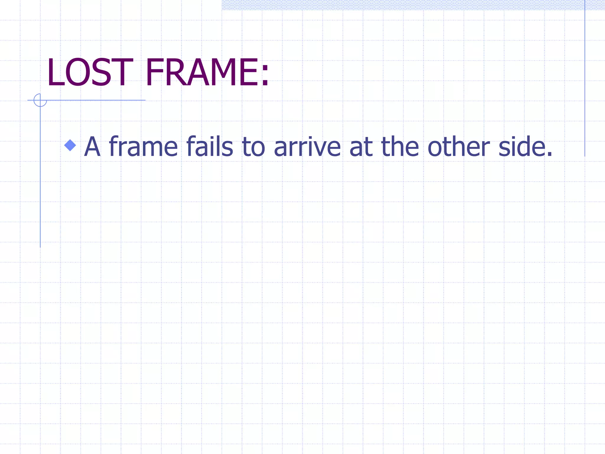 LOST FRAME: 
 A frame fails to arrive at the other side. 
 