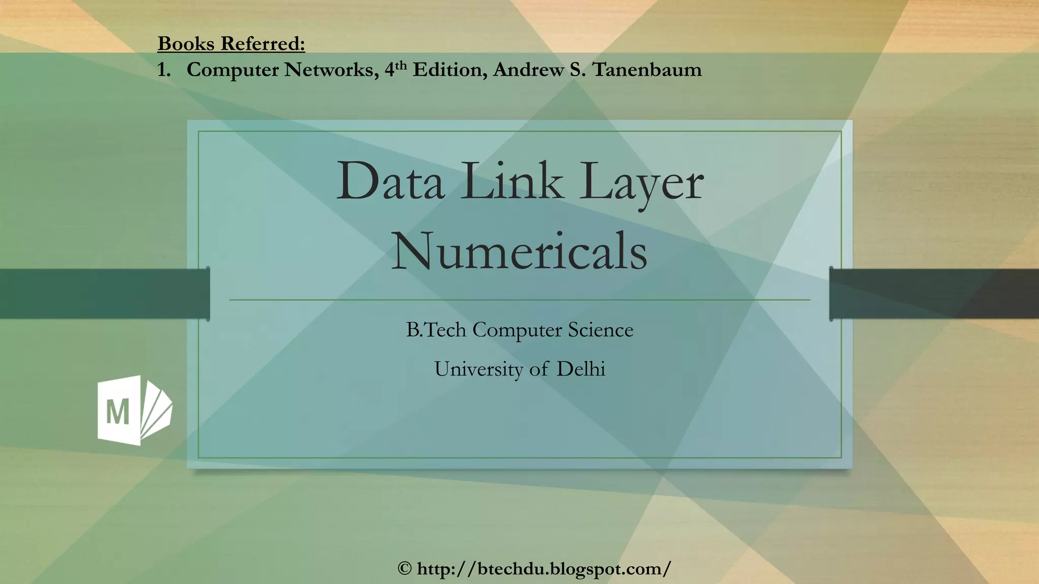 Data Link Layer Numericals PPT