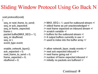 Sliding Window Protocol Using Go Back N
Continued 
 