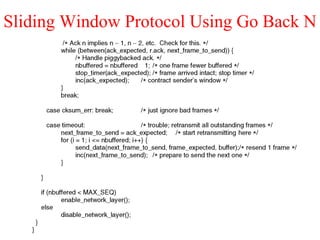 Sliding Window Protocol Using Go Back N
 