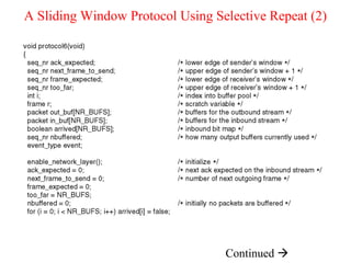 Continued 
A Sliding Window Protocol Using Selective Repeat (2)
 