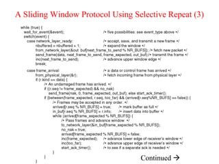 A Sliding Window Protocol Using Selective Repeat (3)
Continued 
 