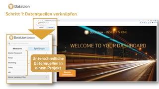 Schritt 1: Datenquellen verknüpfen
Unterschiedliche
Datenquellen in
einem Projekt
 