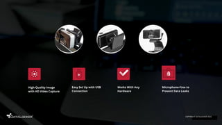 Microphone-Free to
Prevent Data Leaks
High-Quality Image
with HD Video Capture
Works With Any
Hardware
Easy Set Up with USB
Connection
COPYRIGHT DATALOCKER 2022
 