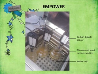 EMPOWER
Carbon dioxide
sensor
Glucose and yeast
mixture solution
Water bath
 