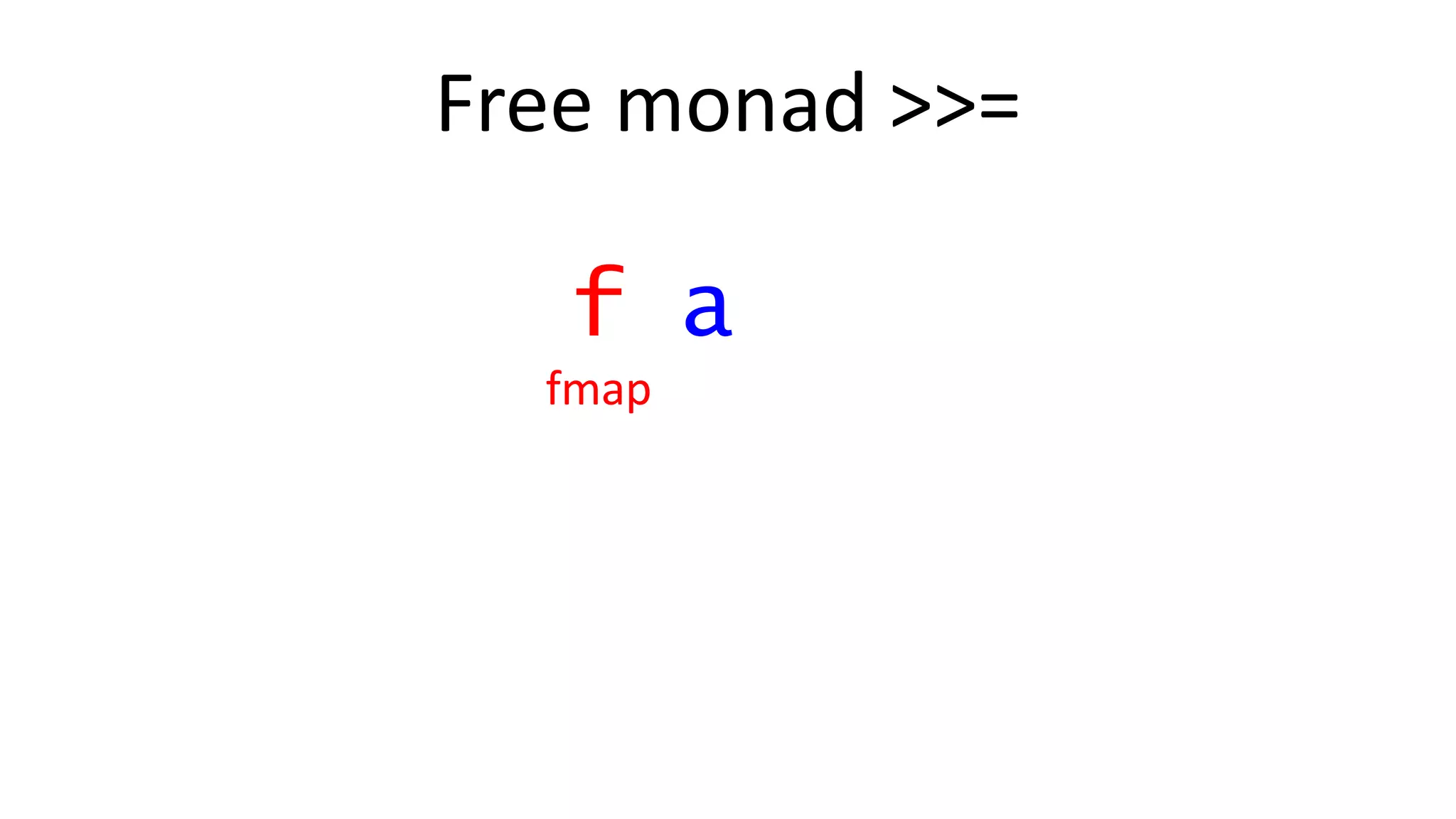 Free monad >>=
f a
fmap
 