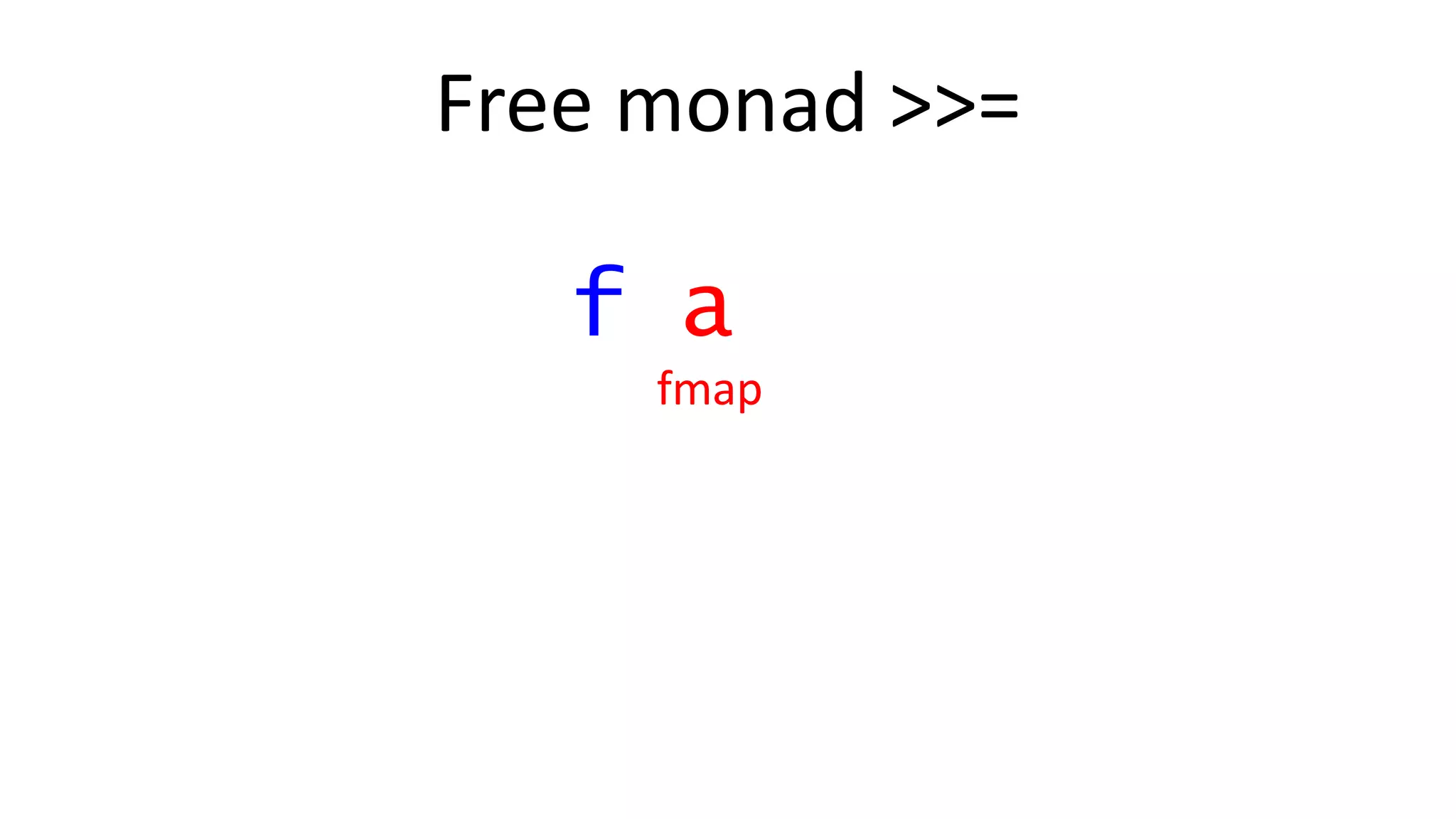 Free monad >>=
f a
fmap
 