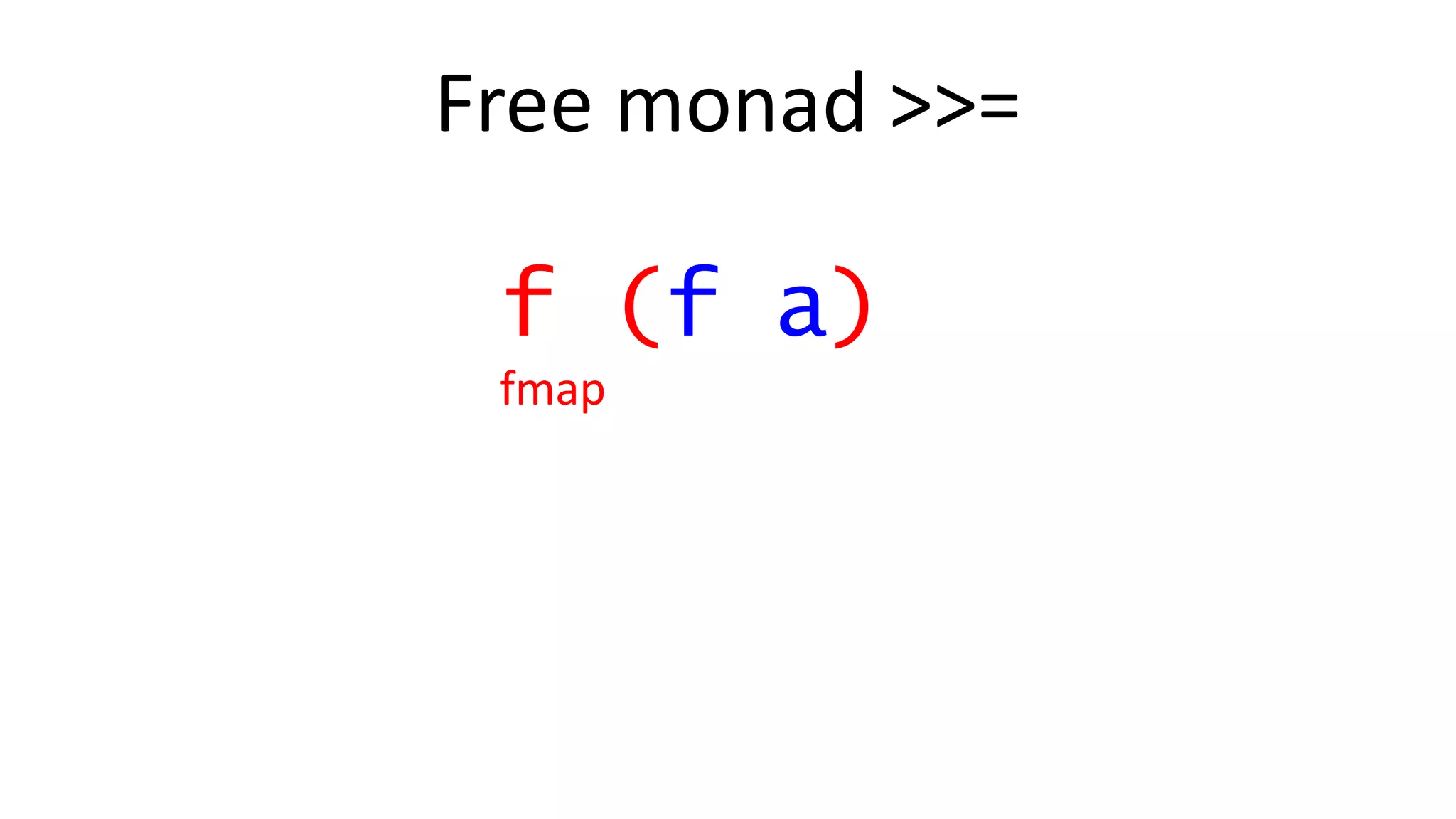 Free monad >>=
f (f a)
fmap
 