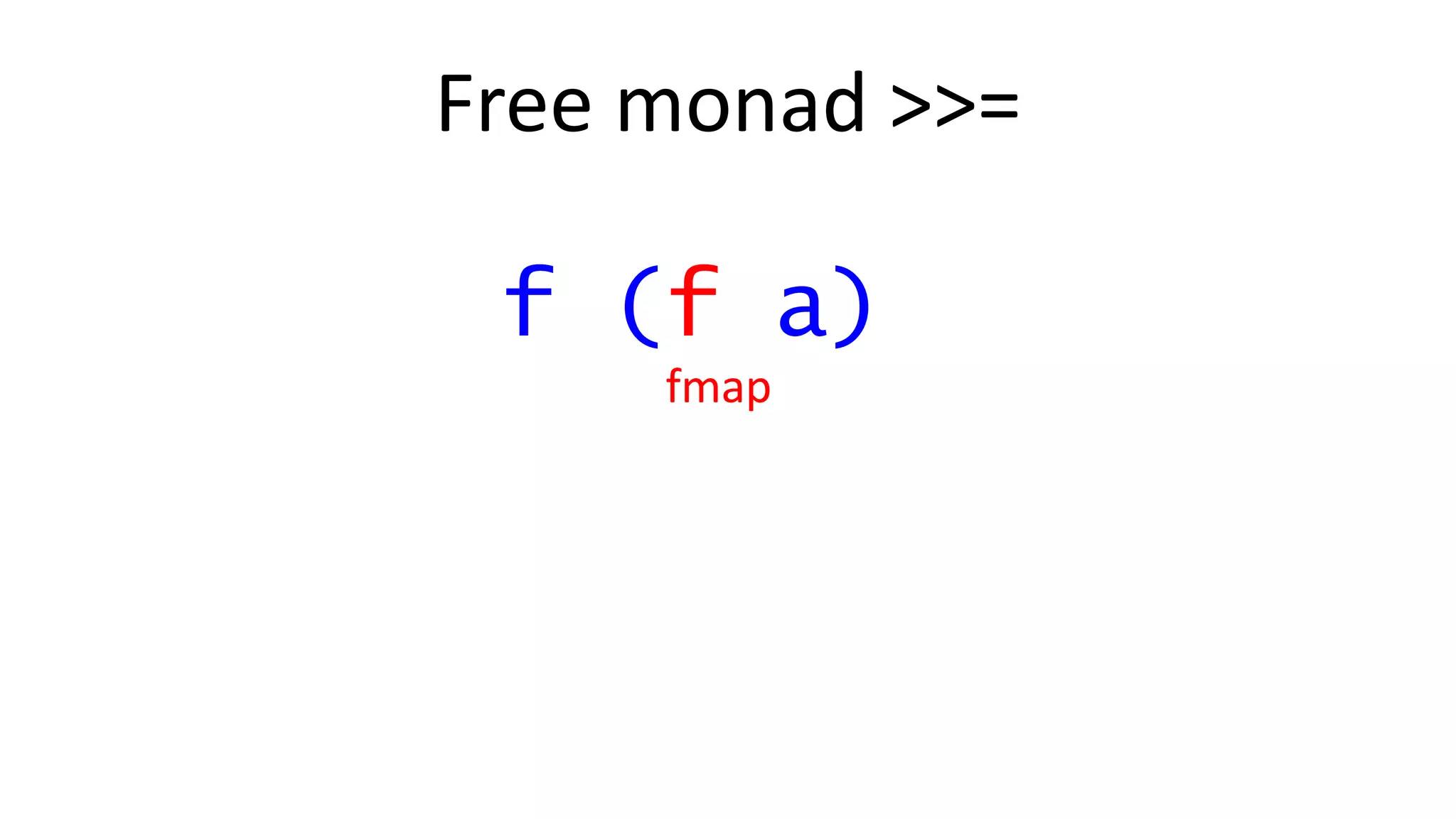 Free monad >>=
f (f a)
fmap
 