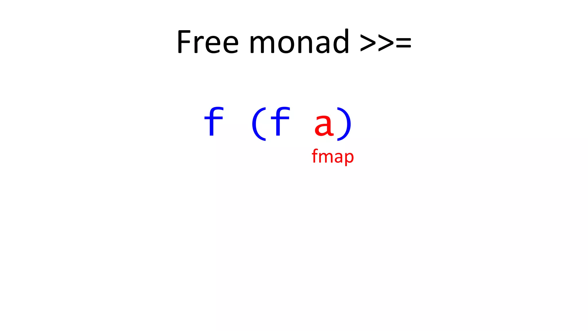 Free monad >>=
f (f a)
fmap
 