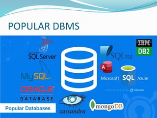 POPULAR DBMS
 